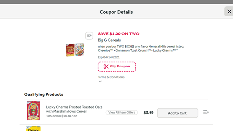 Stop & Shop General Mills Coupon Details Splash Window
